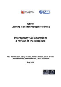 Interagency Collaboration: a review of the literature