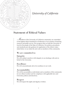Statement of Ethical Values - University of California | Office of The