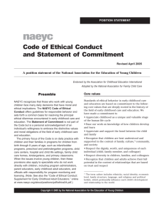 Code of Ethical Conduct and Statement of Commitment