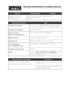 TASK ANALYSIS WORKSHEET #1: AUDIENCE ANALYSIS Number