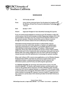 Memorandum about Remote Access to USC Systems