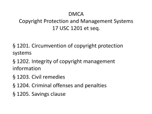 DMCA Anticircumvention Provisions 17 USC 1201 et seq.