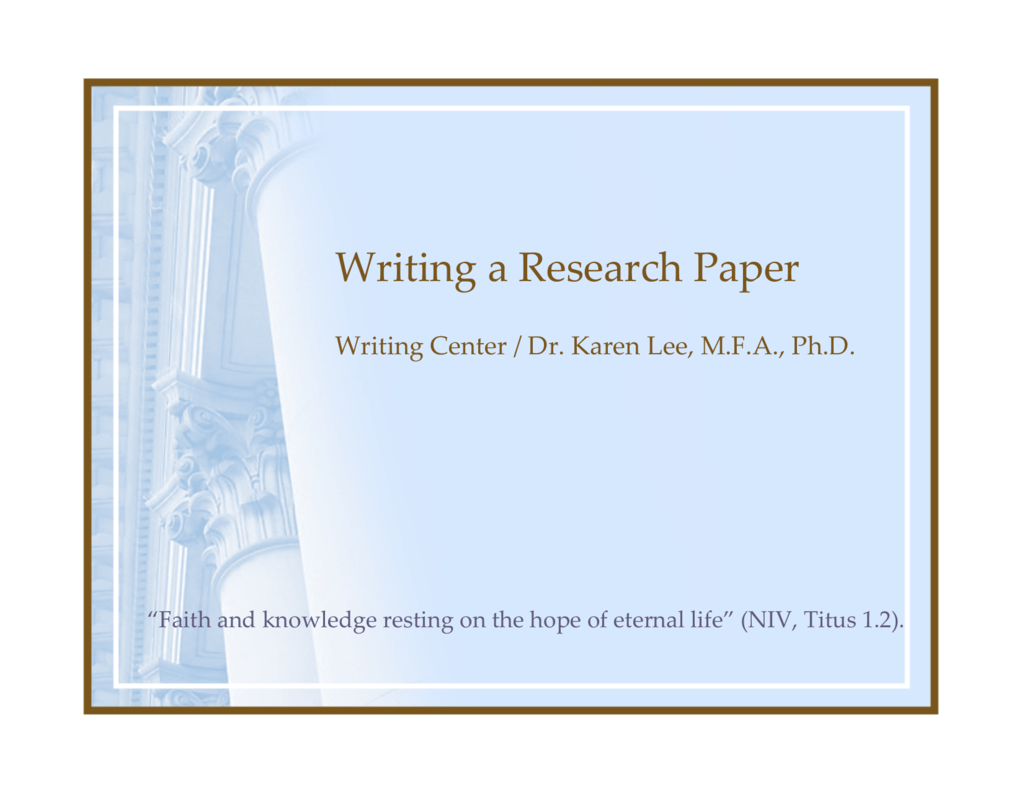 art of writing research paper ppt