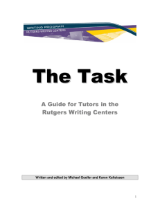 The Task: A Guide for Tutors in the Rutgers Writing Centers