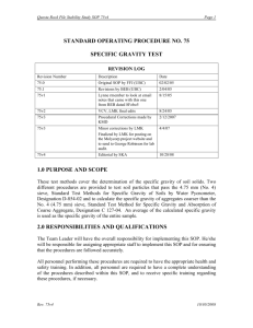 standard operating procedure no. 75 specific gravity test
