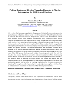 Political Parties and Election/Campaign Financing in Nigeria