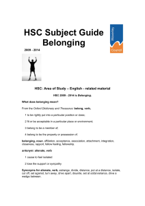 HSC Subject Guide Belonging 2009-2014