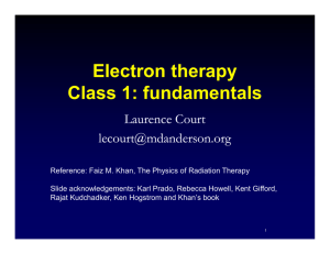 Electron therapy Class 1: fundamentals