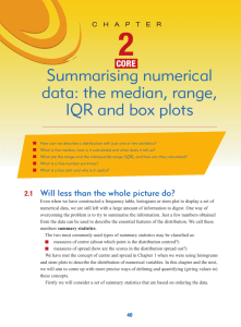 Summarising numerical data: the median, range, IQR and box plots