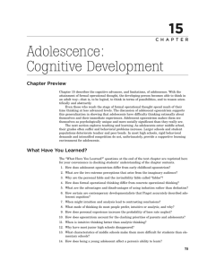Adolescence: Cognitive Development