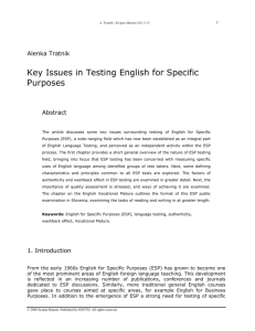 Key Issues in Testing English for Specific Purposes