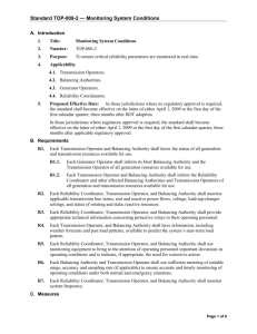Standard TOP-006-2 &mdash; Monitoring System Conditions