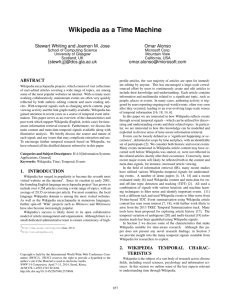 Wikipedia as a Time Machine