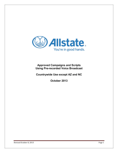 Allstate-Approved Voice Broadcast Campaigns and Scripts