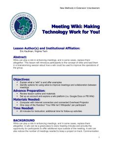 Meeting Wiki: Making Technology Work for You!