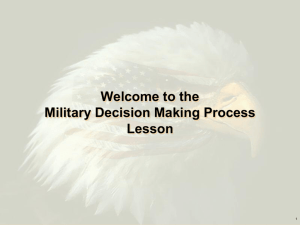 Welcome to the Military Decision Making Process Lesson