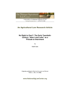 Century “Alien Land Laws” - The National Agricultural Law Center