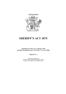 sheriff's act 1875 - Queensland Legislation