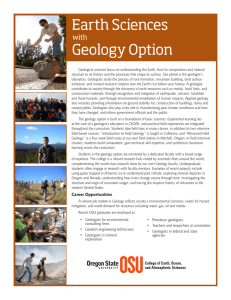 Earth Sciences Geology Option - College of Earth, Ocean, and