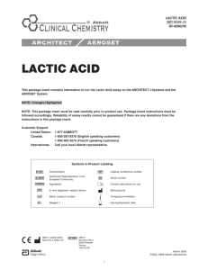 lactic acid - ILEX Medical Systems