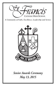 Senior Awards Ceremony May 13, 2015 CATHOLIC HIGH SCHOOL