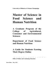 Master of Science - Department of Food Science and Human Nutrition