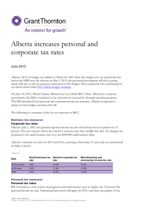 Alberta increases personal and corporate tax rates