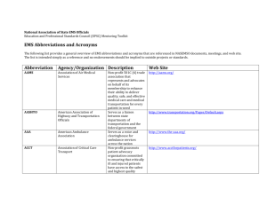 EMS Abbreviations and Acronyms Abbreviation Agency