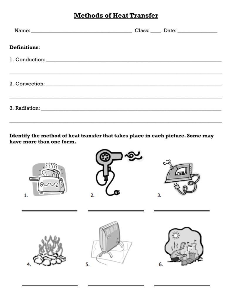 Methods of Heat Transfer Worksheet - mrs With Methods Of Heat Transfer Worksheet