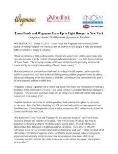 Tyson Foods and Wegmans Team Up to Fight Hunger in New York