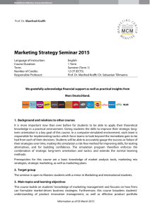Marketing Strategy Seminar 2015