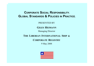 corporate social responsibility. global standards & policies in practice.