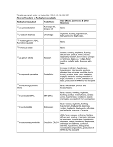 Adverse Reactions to Radiopharmaceuticals Radiopharmaceutical