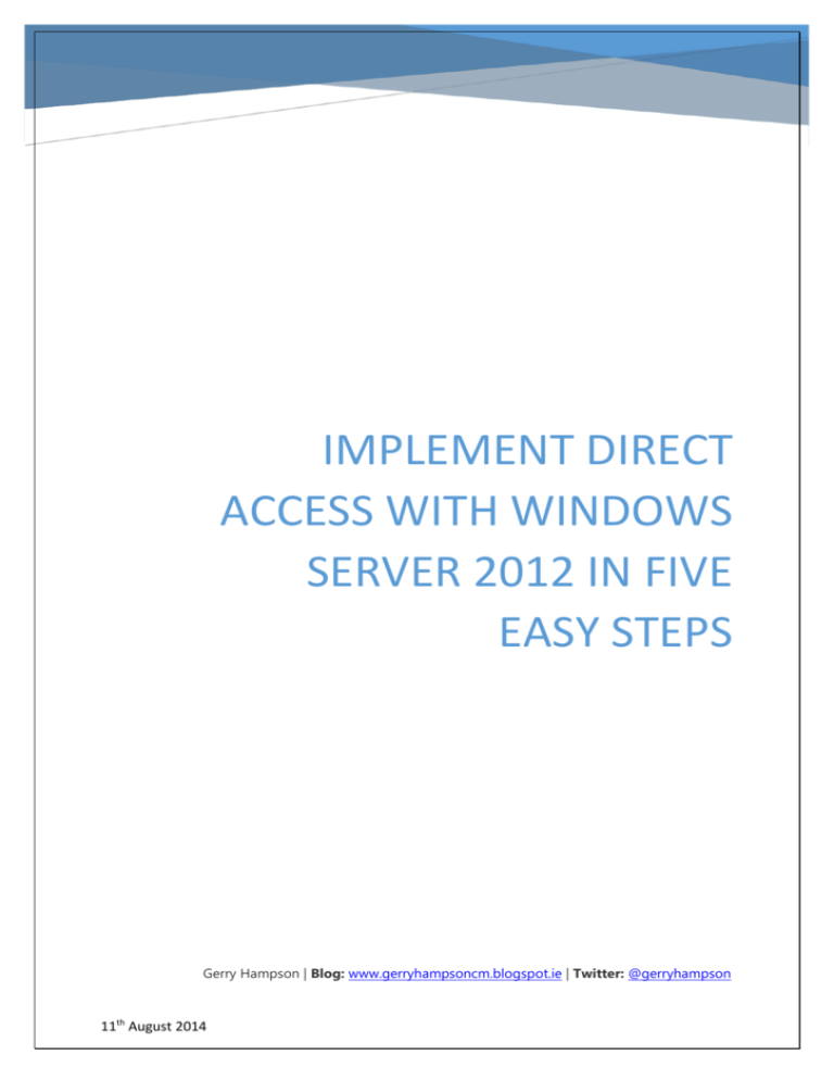 Selvrespekt forpligtelse Kirkestol Implement direct access with windows server