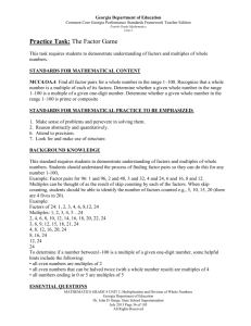 The Factor Game - Grade 4 Common Core Math