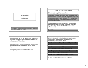 Vector Addition Displacement Adding Vectors by Components