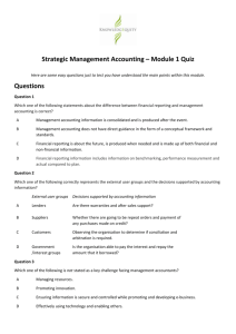 Strategic Management Accounting Module 1 Quiz Questions