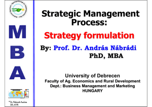 Strategic Management Process: Strategy formulation
