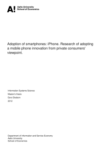 Adoption of smartphones: iPhone. Research of adopting a mobile