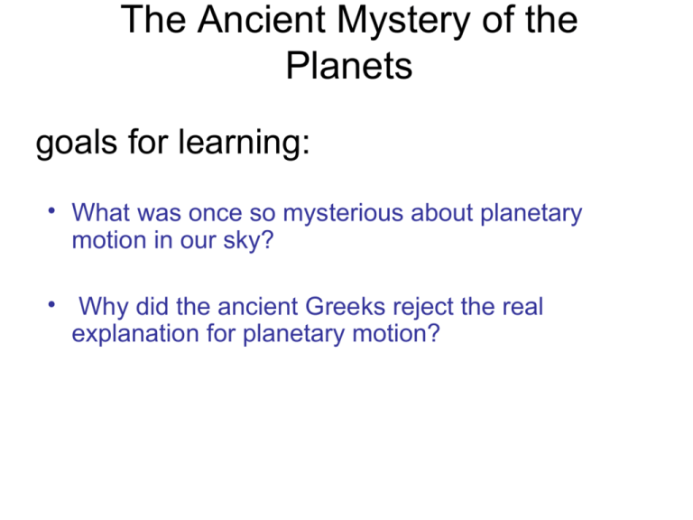 The Ancient Mystery of the Planets