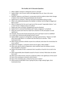 The Crucible, Act IV: Discussion Questions 1. What is Miller's