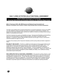 DAILY LIVING ACTIVITIES (DLA) FUNCTIONAL ASSESSMENT