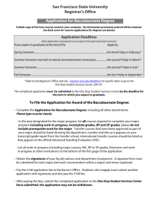 San Francisco State University Registrar's Office Application for