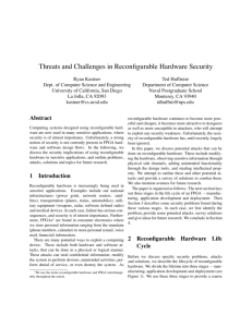Threats and Challenges in Reconfigurable Hardware Security