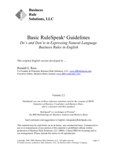 Basic RuleSpeakR Guidelines