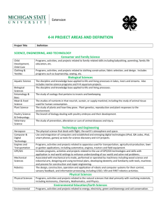 4-H PROJECT AREAS AND DEFINITION