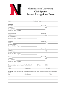 Northeastern University Club Sports Annual Recognition Form