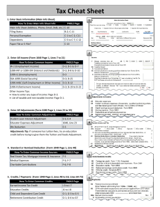 Tax Cheat Sheet - Free Tax Campaign