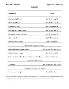 Bucknell University Physics 211 Laboratory Fall 2015 Experiment