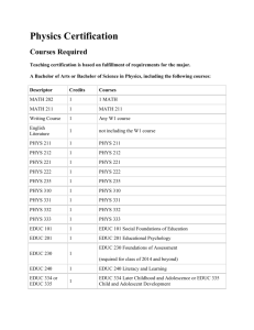 Physics Certification Courses Required